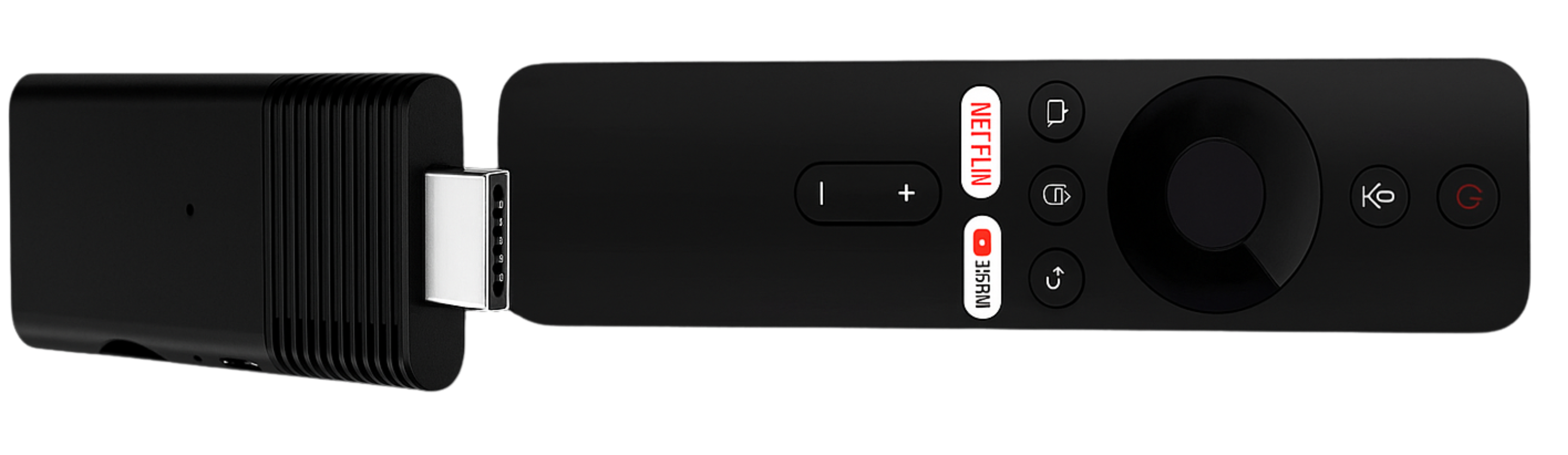 Compact Flixy streaming stick next to a passport